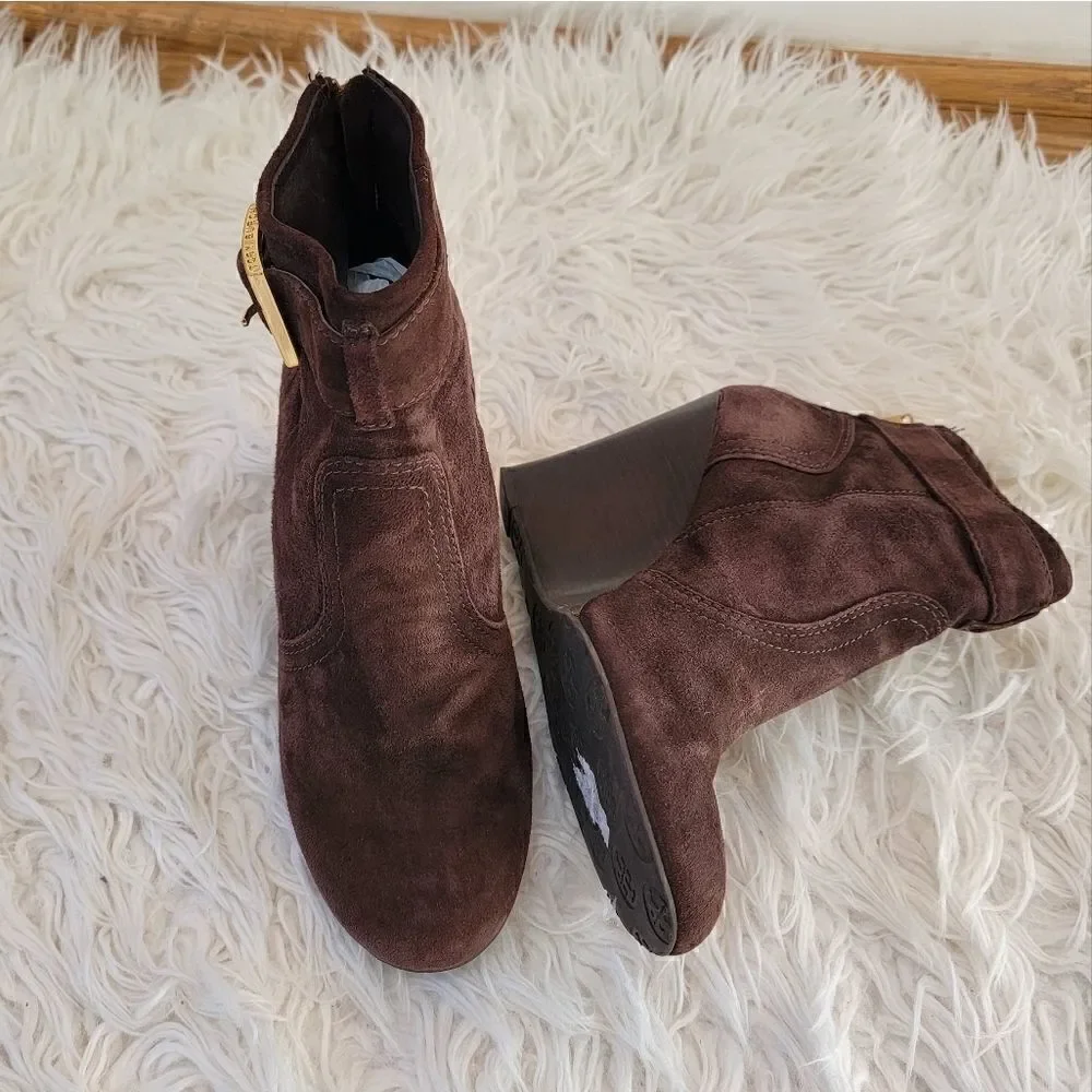 Tory Burch Brown Suede Ankle Boots 8.5